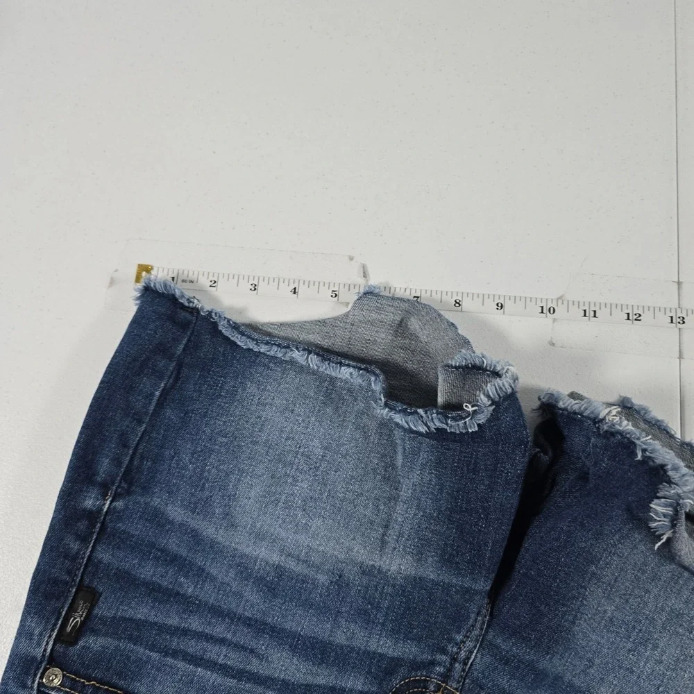 Silver Jeans Co Suki Mid Rise Denim Shorts Dark Wash Raw Hem W26 L53946EAE393